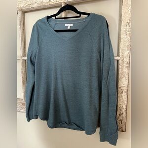 Caslon Slate Teal V-Neck Lightweight Pullover